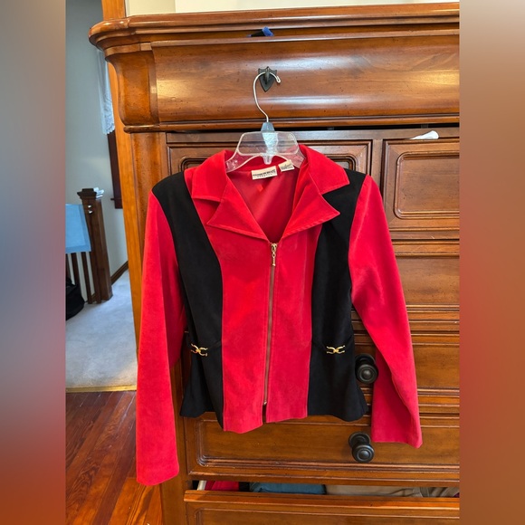 Vintage Y2K Fashion Bug Red & Black Velvet Jacket Sz 6 - Picture 3 of 4